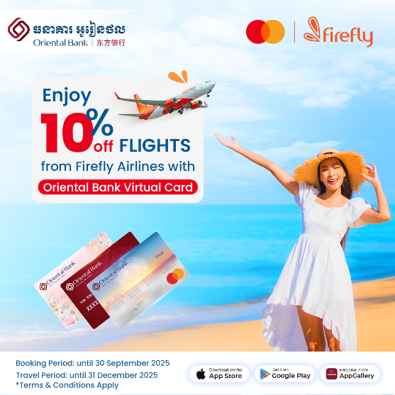 Enjoy 10% off flights from Firefly Airlines with Oriental Bank Virtual Card