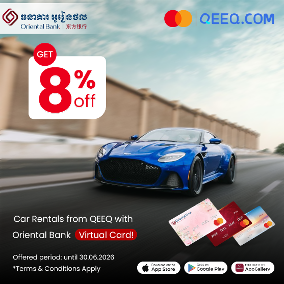 Get 8% off Car Rentals from QEEQ with Oriental Bank Virtual Card!