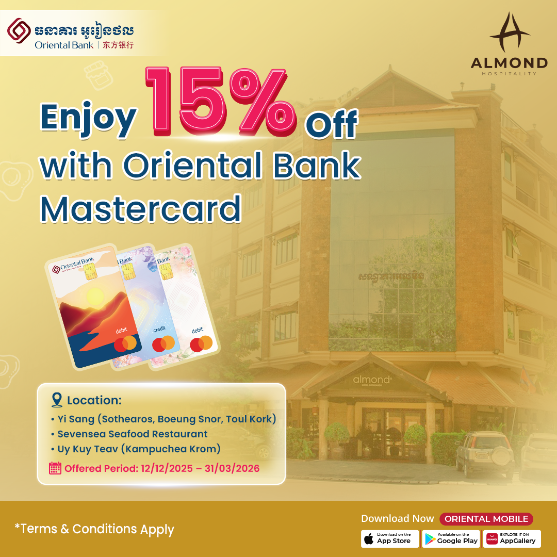 Get 15% off with Oriental Bank Mastercard from Almond Group