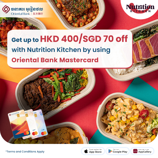 Get up to HKD 400 / SGD 70 OFF with Nutrition Kitchen by using Oriental Bank Mastercard