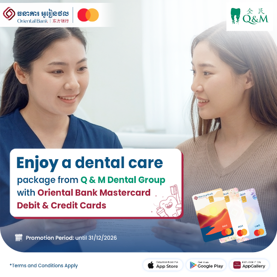 Enjoy a dental care package from Q & M Dental Group with Oriental Bank Mastercard Debit & Credit Cards