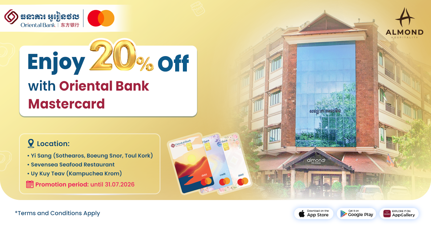 Get 20% off with Oriental Bank Mastercard from Almond Group