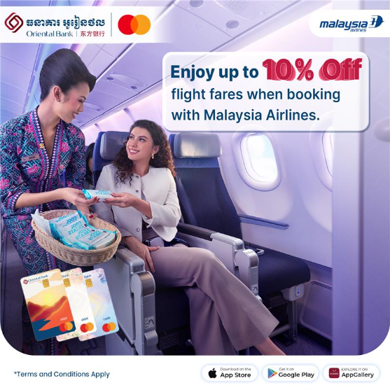 Enjoy up to 10% off flight fares when booking with Malaysia Airlines.